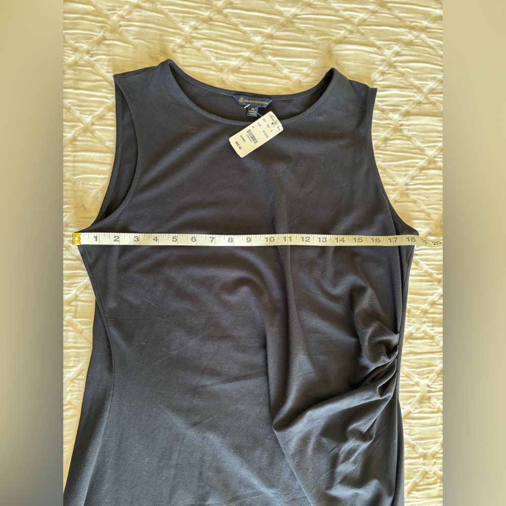 Brooks Brothers Black Sleeveless Side Ruched Midi Tank Dress NWT Size XL - Picture 8 of 10